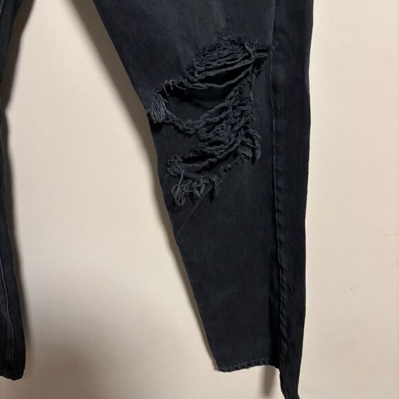 Agolde Lana Mid Rise Straight Leg Jeans Black Distressed- Size 26 - Picture 6 of 11